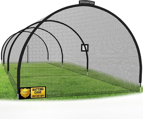 Batting Cages for Backyard - 30x10x10 ft Softball & Baseball Batting Cage Net with Zipper Door 4-Ply Anti-Tear Netting Batting Training Cage with Sturdy Steel Frame for Outdoor Indoor Use in Kuwait
