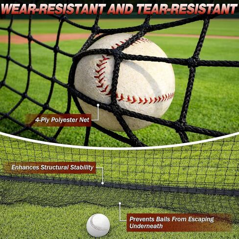 Batting Cages for Backyard - 30x10x10 ft Softball & Baseball Batting Cage Net with Zipper Door 4-Ply Anti-Tear Netting Batting Training Cage with Sturdy Steel Frame for Outdoor Indoor Use in Kuwait