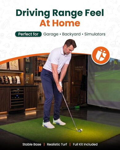 GIRAFFYCO Golf Hitting Mat – Indoor/Outdoor Golf Training Mat with Carry Strap, 10 PU Golf Balls & 9 Tees for Driving, Chipping & Swing Practice in Kuwait
