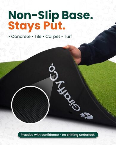 GIRAFFYCO Golf Hitting Mat – Indoor/Outdoor Golf Training Mat with Carry Strap, 10 PU Golf Balls & 9 Tees for Driving, Chipping & Swing Practice in Kuwait