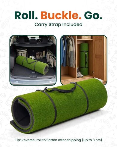 GIRAFFYCO Golf Hitting Mat – Indoor/Outdoor Golf Training Mat with Carry Strap, 10 PU Golf Balls & 9 Tees for Driving, Chipping & Swing Practice in Kuwait