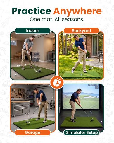 GIRAFFYCO Golf Hitting Mat – Indoor/Outdoor Golf Training Mat with Carry Strap, 10 PU Golf Balls & 9 Tees for Driving, Chipping & Swing Practice in Kuwait