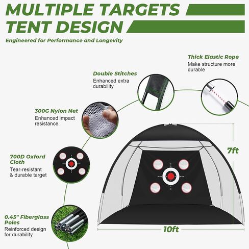 10x7FT Golf Net with Mat, Golf Practice Net for Backyard Garage Indoor Outdoor with Target Pockets for Driving Chipping Swing, for Men Women Dad Husband Golfer, Ideal Gift for Him in Kuwait