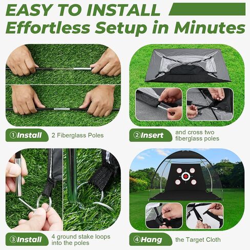 10x7FT Golf Net with Mat, Golf Practice Net for Backyard Garage Indoor Outdoor with Target Pockets for Driving Chipping Swing, for Men Women Dad Husband Golfer, Ideal Gift for Him in Kuwait
