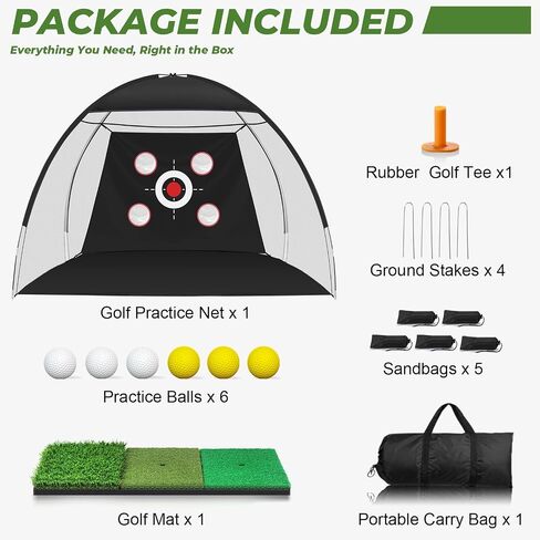 10x7FT Golf Net with Mat, Golf Practice Net for Backyard Garage Indoor Outdoor with Target Pockets for Driving Chipping Swing, for Men Women Dad Husband Golfer, Ideal Gift for Him in Kuwait