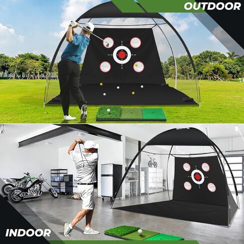 10x7FT Golf Net with Mat, Golf Practice Net for Backyard Garage Indoor Outdoor with Target Pockets for Driving Chipping Swing, for Men Women Dad Husband Golfer, Ideal Gift for Him in Kuwait