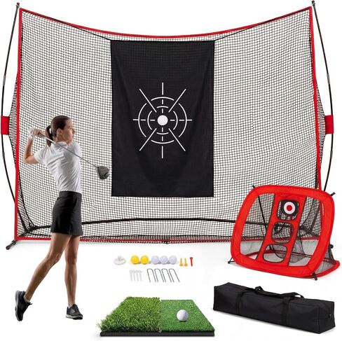 Garvee Golf Nets 10x8 FT, Golf Practice Net for Backyard Driving Real GolfBalls, Golfer Hitting with Automatic Ball Return System, Turf Mat, Silk Targets & Tees, for Garage Indoor Outdoor Driving in Kuwait