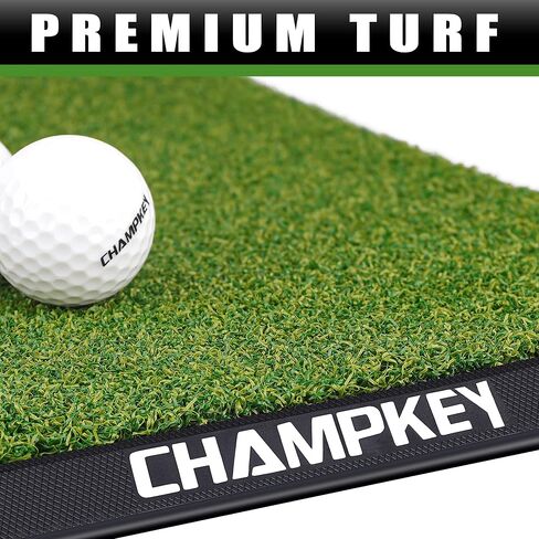 بساط ضرب الجولف من العشب الصناعي الفاخر من CHAMPKEY | بساط تدريب الجولف بقاعدة مطاطية شديدة التحمل | يأتي مع 1 تي شيرت مطاطي و9 تي شيرتات بلاستيكية in Kuwait