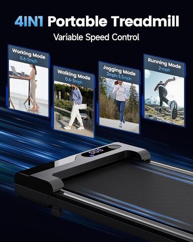 Walking Pad Treadmill for Home - Under Desk Treadmills Portable Mini Compact Walk Pads for Small Spaces Office Indoor Apartment Floor Flat Running Machine with Remote Quiet Lightweight in Kuwait