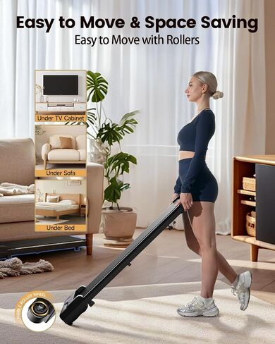 Walking Pad Treadmill for Home - Under Desk Treadmills Portable Mini Compact Walk Pads for Small Spaces Office Indoor Apartment Floor Flat Running Machine with Remote Quiet Lightweight in Kuwait