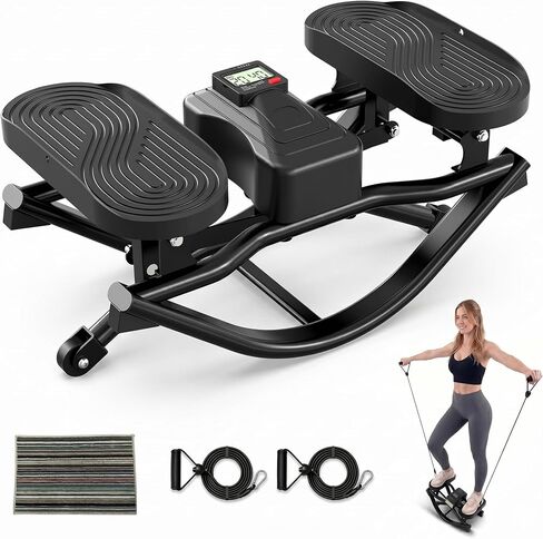 Rocking Stepper Side to Side for Exercise at Home, Low-Impact Rock Stepper Machine with Resistance Bands & Digital Display, Anti-Slip Pedals, Full Body Home Workout, 330 LBS Capacity in Kuwait