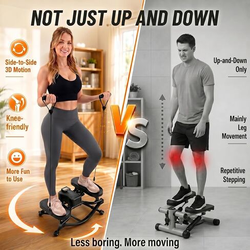 Rocking Stepper Side to Side for Exercise at Home, Low-Impact Rock Stepper Machine with Resistance Bands & Digital Display, Anti-Slip Pedals, Full Body Home Workout, 330 LBS Capacity in Kuwait