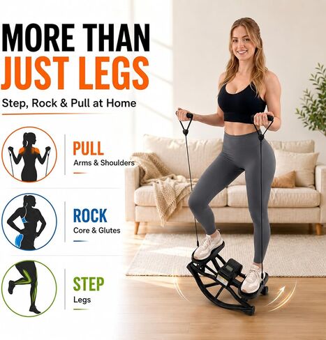 Rocking Stepper Side to Side for Exercise at Home, Low-Impact Rock Stepper Machine with Resistance Bands & Digital Display, Anti-Slip Pedals, Full Body Home Workout, 330 LBS Capacity in Kuwait