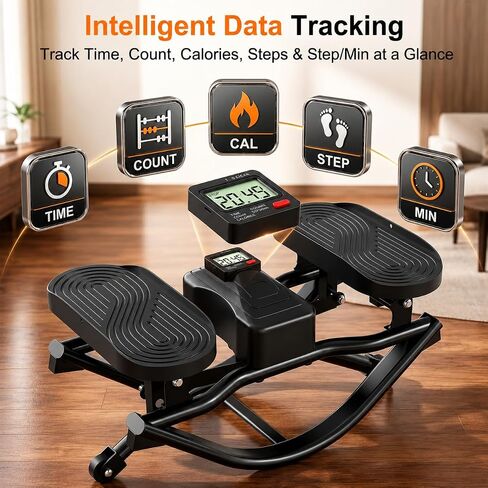 Rocking Stepper Side to Side for Exercise at Home, Low-Impact Rock Stepper Machine with Resistance Bands & Digital Display, Anti-Slip Pedals, Full Body Home Workout, 330 LBS Capacity in Kuwait