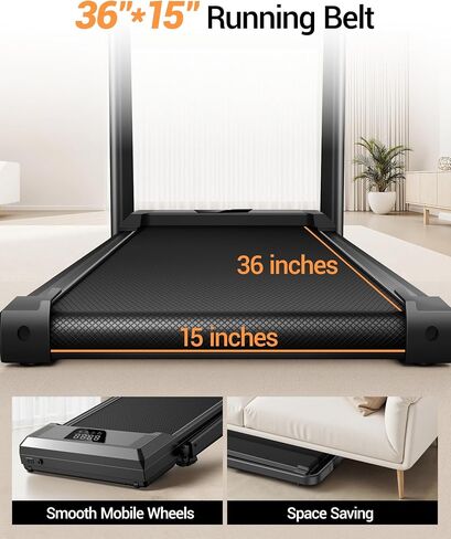 LONTEK Walking Pad with 15% Incline, Under Desk Treadmills for Home | Portable Treadmill, 2.5HP Brushless, Foldable Treadmill, Home Office, Reomte Control, 300Lbs Weight Capacity in Kuwait