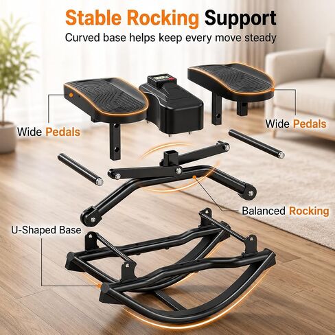 Rocking Stepper Side to Side for Exercise at Home, Low-Impact Rock Stepper Machine with Resistance Bands & Digital Display, Anti-Slip Pedals, Full Body Home Workout, 330 LBS Capacity in Kuwait