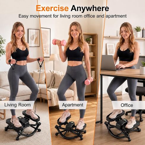 Rocking Stepper Side to Side for Exercise at Home, Low-Impact Rock Stepper Machine with Resistance Bands & Digital Display, Anti-Slip Pedals, Full Body Home Workout, 330 LBS Capacity in Kuwait