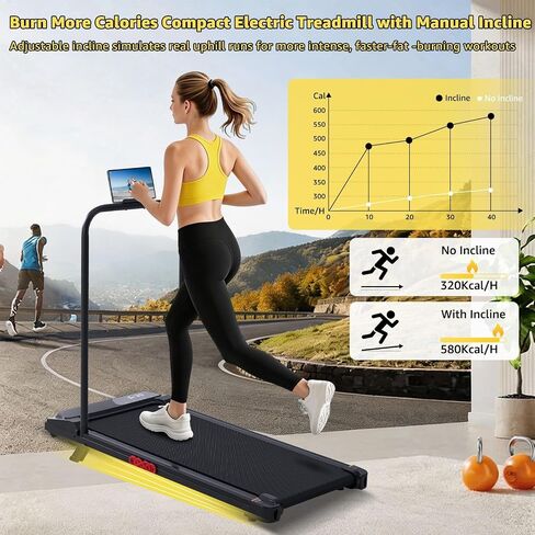 Walking Pad with Handle Bar, 2026 Upgrade Compact Portable Small Treadmill with Handles for Home Office Small, 3.0HP Electric Under Desk Mini Walking Pad Treadmill with Incline, 0.6-7.6MPH, 350LBS in Kuwait