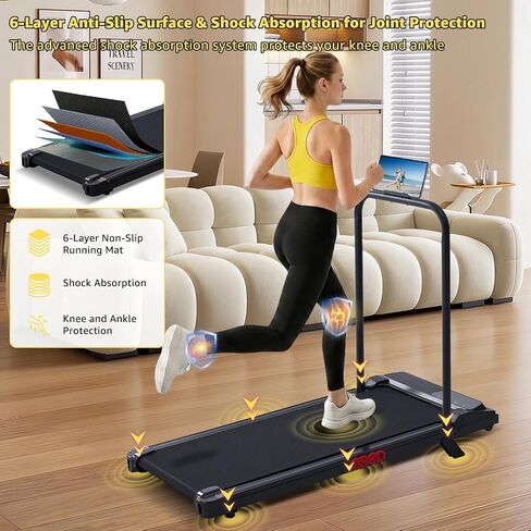 Walking Pad with Handle Bar, 2026 Upgrade Compact Portable Small Treadmill with Handles for Home Office Small, 3.0HP Electric Under Desk Mini Walking Pad Treadmill with Incline, 0.6-7.6MPH, 350LBS in Kuwait