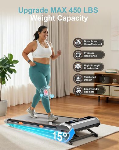 Rayspace Walking Pad Treadmill with 15% 12-Level Auto Incline & UI Screen, Portable Treadmills with Bluetooth Speaker, 3.5HP Foldable Under Desk Treadmill for Home Office 450LBS, Remote & APP in Kuwait