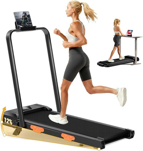 Walking Pad Treadmill for Home 2.5HP Foldable Treadmills with 12% Incline Compact Quiet Under Desk Small Walking Treadmill with Handles 300LBS with Romote Control Under Bed Office in Kuwait