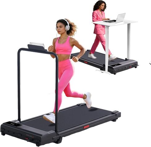 Portable Walking Pad Treadmills for Home Small, Electric Walking Treadmill for Exercising, 3.0HP Compact Walking Pad Treadmill with Handle Bar, 0.6-7.6MPH, 350LB Capacity in Kuwait