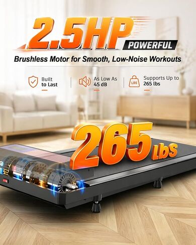 Walking Pad Treadmill with 8% Incline, 2.5HP Quiet Portable Walking Pad, Under Desk Treadmill for Home Office, 265 lbs Capacity, Compact Treadmill for Small Spaces with 15" x 35.4" Belt in Kuwait