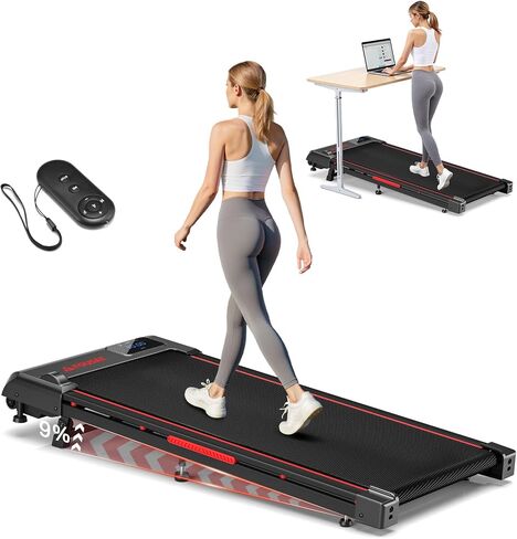 Walking Pad Treadmill, 6.2MPH Under Desk Walking Pad with 10% Incline, Treadmills for Home with Double Frame, 2.75HP Brushless Drive, 12 HIIT Programs, Remote Control, 350LBS Capacity in Kuwait