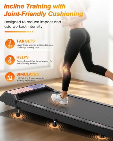 Walking Pad Treadmill with 8% Incline, 2.5HP Quiet Portable Walking Pad, Under Desk Treadmill for Home Office, 265 lbs Capacity, Compact Treadmill for Small Spaces with 15" x 35.4" Belt in Kuwait