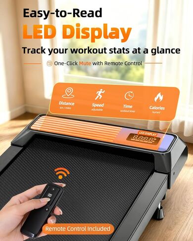 Walking Pad Treadmill with 8% Incline, 2.5HP Quiet Portable Walking Pad, Under Desk Treadmill for Home Office, 265 lbs Capacity, Compact Treadmill for Small Spaces with 15" x 35.4" Belt in Kuwait