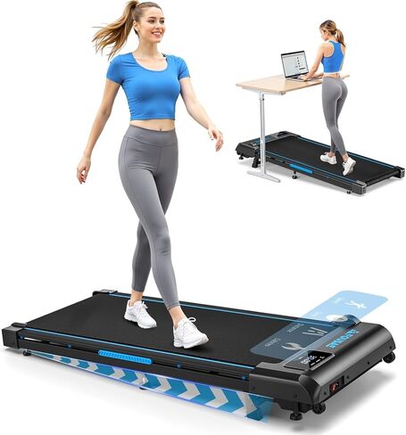Walking Pad Treadmill, 6.2MPH Under Desk Walking Pad with 10% Incline, Treadmills for Home with Double Frame, 2.75HP Brushless Drive, 12 HIIT Programs, Remote Control, 350LBS Capacity in Kuwait