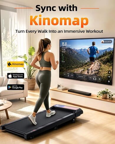 Walking Pad Treadmill with 8% Incline, 2.5HP Quiet Portable Walking Pad, Under Desk Treadmill for Home Office, 265 lbs Capacity, Compact Treadmill for Small Spaces with 15" x 35.4" Belt in Kuwait