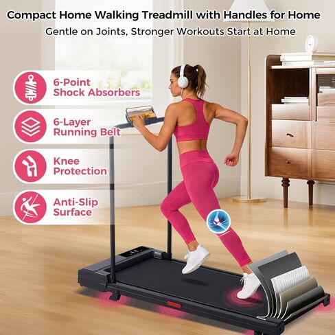 Portable Walking Pad Treadmills for Home Small, Electric Walking Treadmill for Exercising, 3.0HP Compact Walking Pad Treadmill with Handle Bar, 0.6-7.6MPH, 350LB Capacity in Kuwait