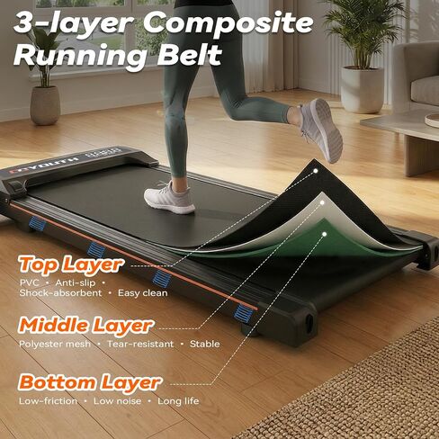 GOYOUTH 2.25HP Ultra-Slim Under Desk Treadmill with Manual Incline, Compact Walking Pad with Integrated Cord, Space-Saving Portable Running Machine, Quiet Slim Fitness for Home Office & Small Spaces in Kuwait