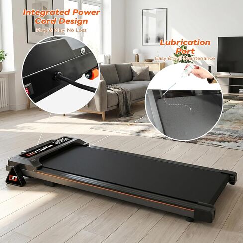 GOYOUTH 2.25HP Ultra-Slim Under Desk Treadmill with Manual Incline, Compact Walking Pad with Integrated Cord, Space-Saving Portable Running Machine, Quiet Slim Fitness for Home Office & Small Spaces in Kuwait