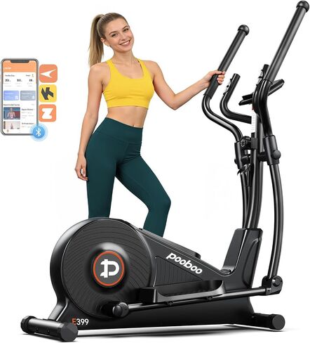 pooboo Elliptical Machine, Elliptical Exercise Machine with 16-Level Resistance&Quiet Magnetic Driving System, Elliptical Machine for Home with LCD Monitor&15.5-17IN Stride, 350LBS Weight Capacity in Kuwait