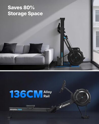 MERACH Professional Indoor Rowing Machine, Adjustable Air Resistance Rowing Machines for Home, Ergonomic Comfort Seat, Performance Monitor and Device Holder, Easy Storage in Kuwait