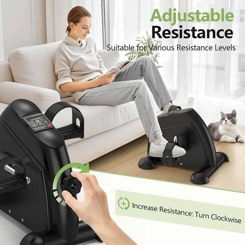 FITKS360 Under Desk Elliptical & Mini Exercise Bike - Seated Electric Leg Exerciser Under Table Oval Electric - Seniors Sit Exerciser Fully Assembled Pedal in Kuwait
