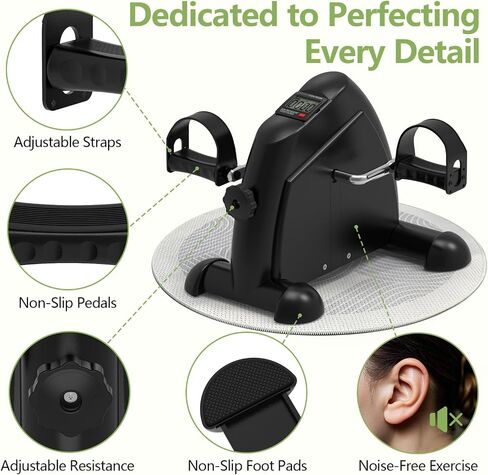 FITKS360 Under Desk Elliptical & Mini Exercise Bike - Seated Electric Leg Exerciser Under Table Oval Electric - Seniors Sit Exerciser Fully Assembled Pedal in Kuwait