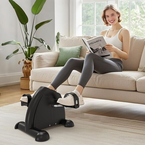 FITKS360 Under Desk Elliptical & Mini Exercise Bike - Seated Electric Leg Exerciser Under Table Oval Electric - Seniors Sit Exerciser Fully Assembled Pedal in Kuwait