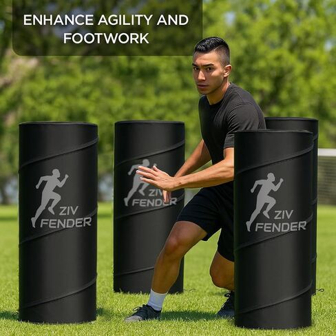 ZivPlay Pop Up Defender Soccer and Basketball Defender Dummy Practice Equipment for Defence Training Drills with Pop Up Barrels Sand Bags and Carry Bag Color Black in Kuwait