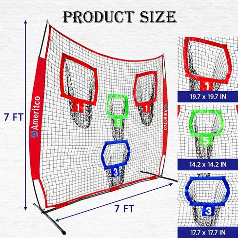 Football Throwing Net, 7x7 FT Football Training Net with 3 Different Colored Targets and 3 Different Sized Pockets for More Accuracy Drills,Portable Quarterback Net with Compact Carrying Bag in Kuwait