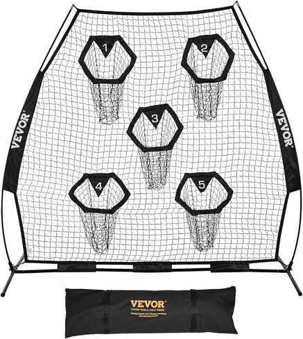 VEVOR 7x7ft Football Trainer Throwing Net, Training Throwing Target Practice Net with 5 Target Pockets,Football Training Equipment Includes Portable Carry Case,Great for Quarterback in Kuwait