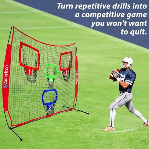 Football Throwing Net, 7x7 FT Football Training Net with 3 Different Colored Targets and 3 Different Sized Pockets for More Accuracy Drills,Portable Quarterback Net with Compact Carrying Bag in Kuwait