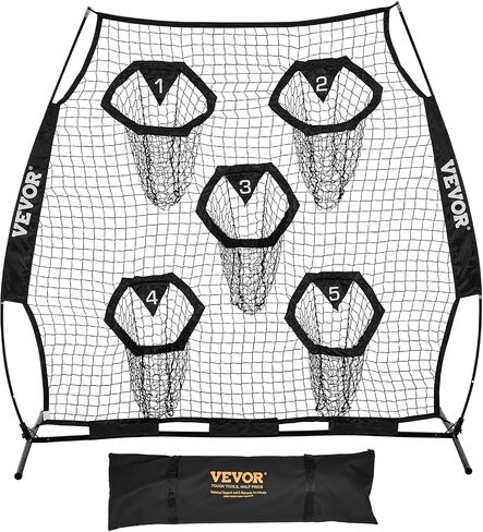 VEVOR 6x6ft Football Trainer Throwing Net, Training Throwing Target Practice Net with 5 Target Pockets,Football Training Equipment Includes Portable Carry Case,Great for Quarterback in Kuwait