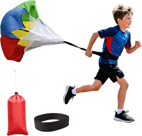 Kids Speed Training Resistance Parachute, Running Drag Chute for Youth Athletes, Boys Girls Track and Field Sprint Football Soccer Train Workout Equipment | Variable resistance at different speeds in Kuwait