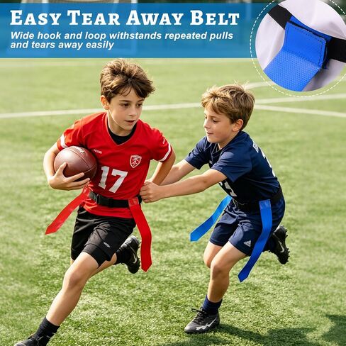 CHERAINTI Flag Football Belts Set, 14 Players Adjustable Extended Youth Flag Football Set for Kids, Teens & Adults, Ideal for Team Training and Outdoor Games, Includes Cones, Whistles & Carry Bag in Kuwait