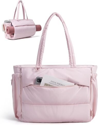 BAGSMART Yoga Tote Bag for Women with Knotted Handle, Lightweight Pilates Bag with Yoga Mat Holder, Gym Bag for Work Travel in Saudi Arabia