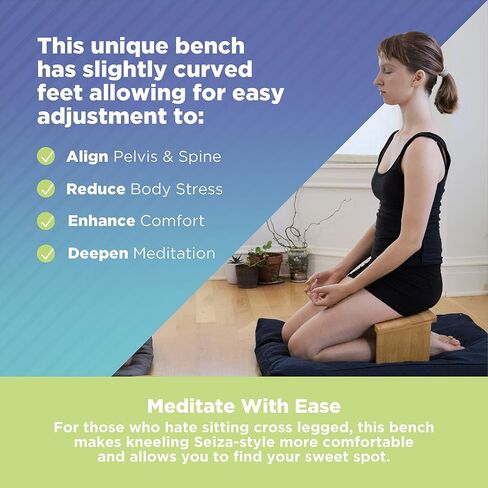 Bean Products Bamboo Foldable Meditation Bench – Supportive and Portable Folding Kneeling Stool for Zen Practice – Ergonomic Design for Seiza, Meditation, Prayer and Travel – Made in USA in Kuwait