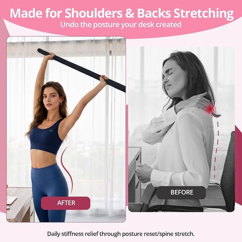 Yoga Stick, Upgraded 5ft Sturdy Steel Mobility Stick, Adjustable Stick for Exercise, Stretching, Balance - Physical Therapy & Posture Correction, Shoulder & Back Relaxation Versatile Exercise Stick in Saudi Arabia